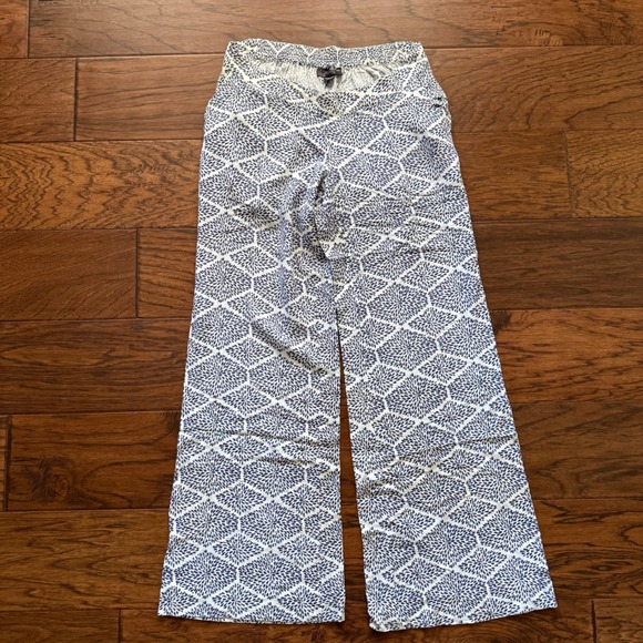 A Pea in the Pod Pants - A Pea in the Pod Maternity Pants Rayon Wide Leg Blue White Coastal M